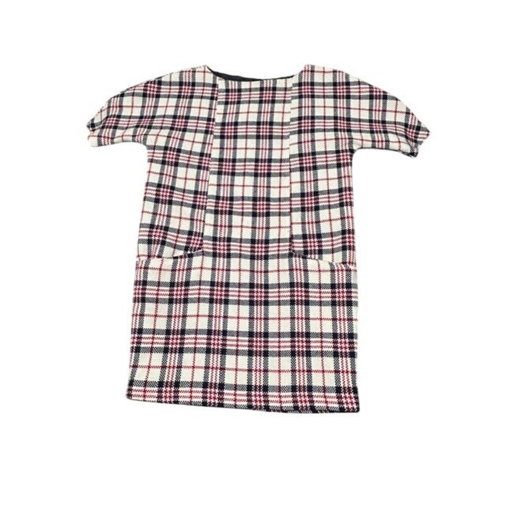 Zara Tartan Shift Dress British Heritage Mod 60s London Style Wool Blend Medium - Picture 11 of 13
